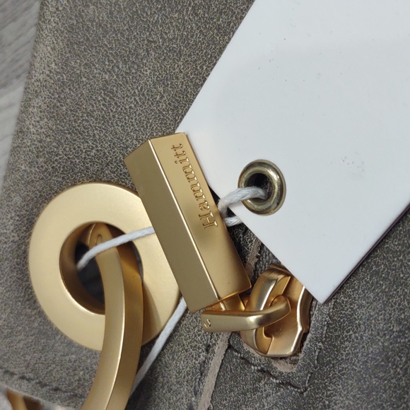 Hammitt Tony Medium Pewter Gray Brushed Gold Crossbody Handbag New Purse Leather - Picture 4 of 9